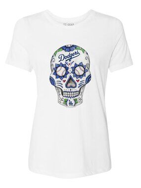 NEW Tiny Turnip Short Sleeve LA Los Angeles Dodgers MLB Royal Sugar Skull Tee XS